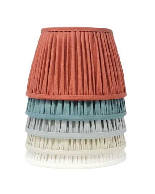 Gathered Lampshade - Linen White Colour Flat Bottom Lamp Or Pendant Light - image 1