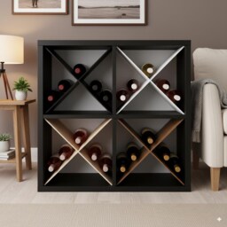 Diagonal Wine Rack Insert For Ikea Kallax, 9-12 Bottle Storage - thumbnail 2