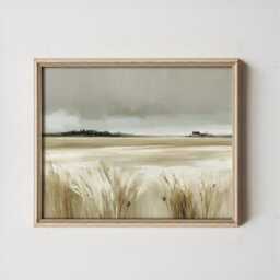 Neutral Field Poster, Farmhouse Landscape Print, Country Wall Art, Paper - thumbnail 3