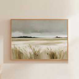 Neutral Field Poster, Farmhouse Landscape Print, Country Wall Art, Paper - thumbnail 1