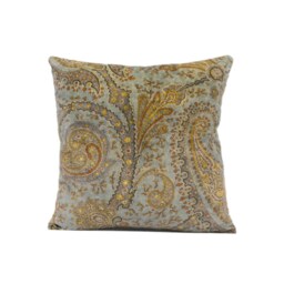 Colefax & Fowler - Cornelius Aqua Evocative Paisley Velvet Designer Cushion Cover Handmade Throw Pillow Luxury Home Decor - thumbnail 2