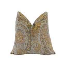 Colefax & Fowler - Cornelius Aqua Evocative Paisley Velvet Designer Cushion Cover Handmade Throw Pillow Luxury Home Decor - thumbnail 1