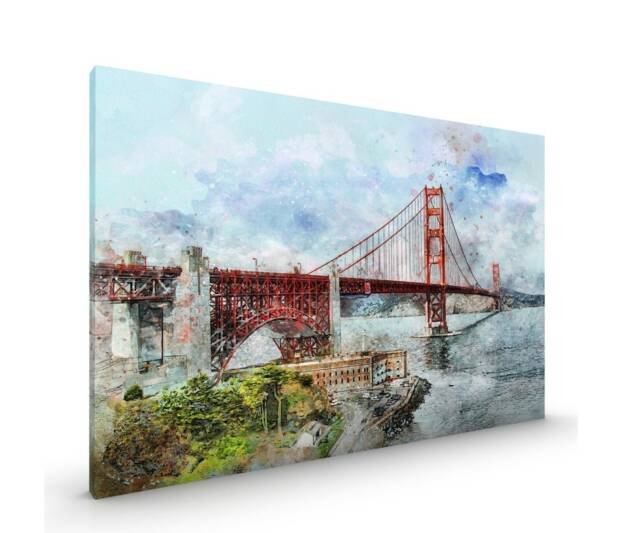 Golden Gate Bridge Canvas Framed Glossy Coated Premium With Metal Hanger Various Sizes - image 1