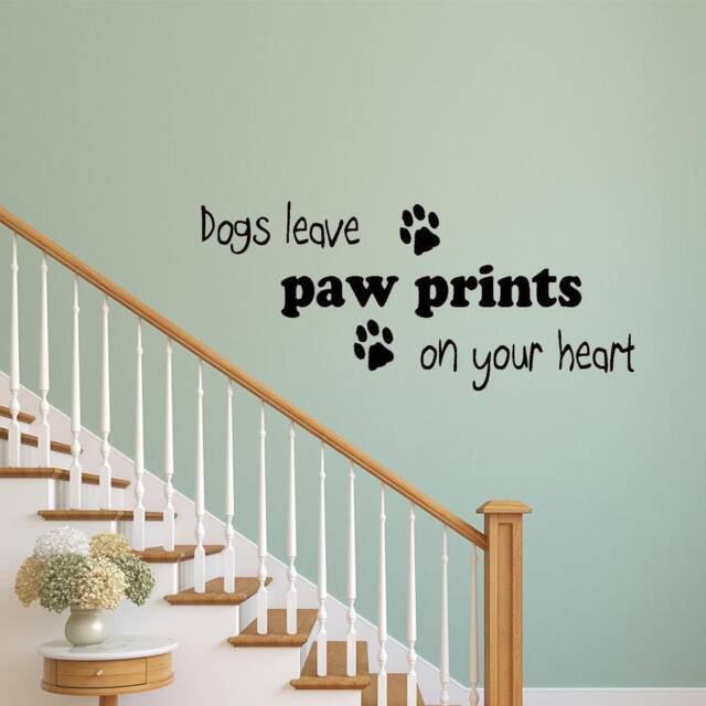Dogs Leave Paw Prints On Your Heart Wall Decal Pet Decor Home Quotes Vwaq-52-1983D - image 1