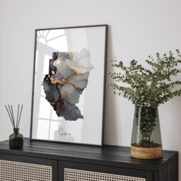 Sudan North + South Map Black & Gold Wall Art Print [Ev] - thumbnail 2