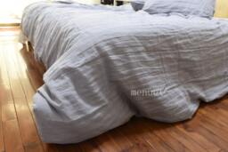 stone Washed Linen Duvet Cover With 2 Pillowcases Medium Grey