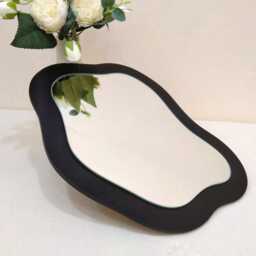 Boho Wall Decor Wavy Mirror Sage Green, Small Asymmetrical Decor, Irregular Mirror, Funky Makeup Squiggle Curvy - thumbnail 4