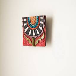 Handmade Ceramic & Mosaic Tile Mounted Square Wall Art Made To Order By Romy Clare - Cropped Blossom - thumbnail 2