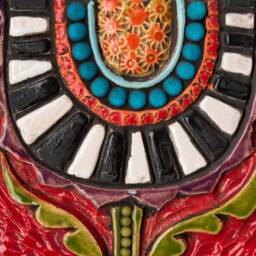 Handmade Ceramic & Mosaic Tile Mounted Square Wall Art Made To Order By Romy Clare - Cropped Blossom - thumbnail 3