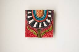 Handmade Ceramic & Mosaic Tile Mounted Square Wall Art Made To Order By Romy Clare - Cropped Blossom
