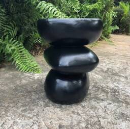 3 Stones - Side Table Handcarved Wood Sculptural Furniture