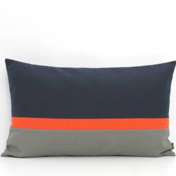 Navy Blue, Orange & Grey Colorblock Pillow Cover - All Sizes, Home Gifts For You - thumbnail 2