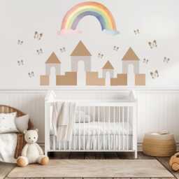 Rainbow Castle Wall Decals Neutral Nursery Decor Boho Stickers Butterfly Peel & Stick Kids Room - thumbnail 3