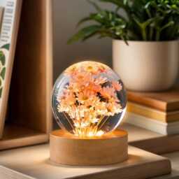 Handmade Resin Flower Night Light, Crystal Ball Lamp - thumbnail 3