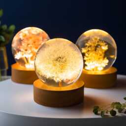 Handmade Resin Flower Night Light, Crystal Ball Lamp - thumbnail 1
