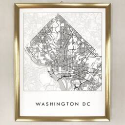 Washington Dc Map Street District Capitol City Drawing Black & White - Art Print Realtor Wedding Anniversary Gift Urban Wall Decor - thumbnail 3