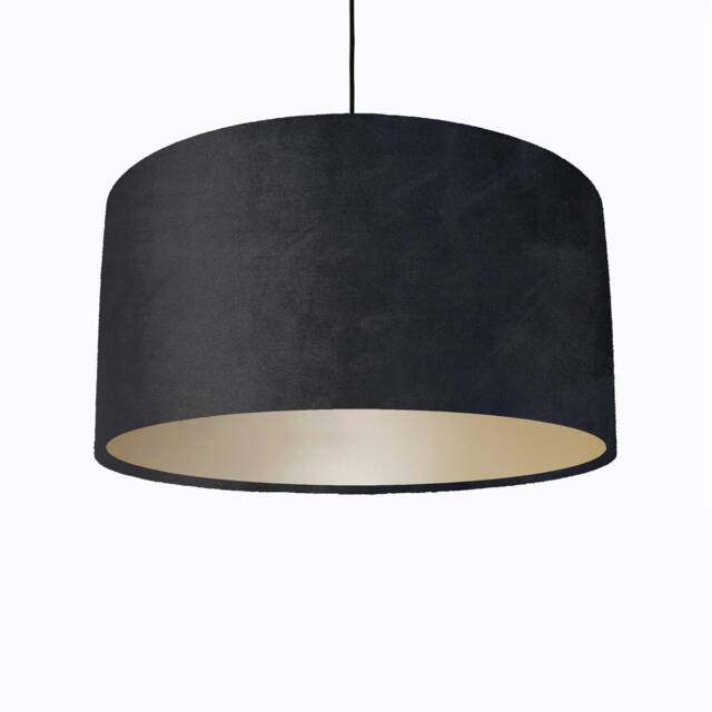 Black Lampshade in Velvet With Champagne Lining - image 1