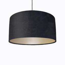 Black Lampshade in Velvet With Champagne Lining