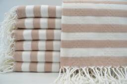 "Beige & White Towel, Tukish Bath Towel, Handmade Towel, Turkish Peshtemal, Towels, 36""x70"
