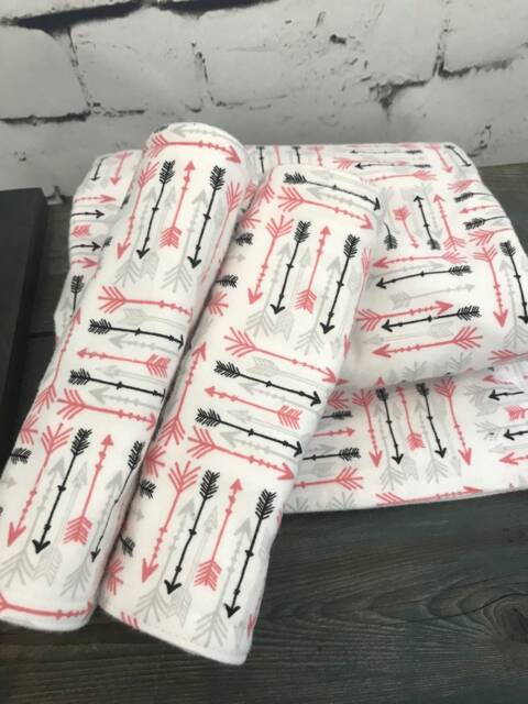 Baby Blanket Pink Arrows Woodland - image 1