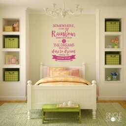 Over The Rainbow Nursery Wall Decal Quote - Vinyl Text Art Custom Home Decor - thumbnail 4