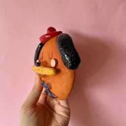 Handmade Glazed Ceramic Dog Wall Decor French Style Baguette Art - thumbnail 2