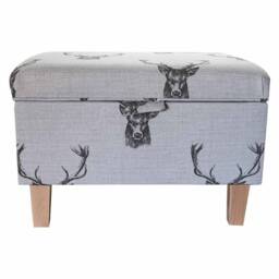 Stag Deer Handmade Storage Ottoman Footstool - Traditional Upholstered Pouffe Toy Box British Bespoke Made - thumbnail 2