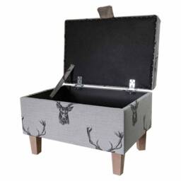 Stag Deer Handmade Storage Ottoman Footstool - Traditional Upholstered Pouffe Toy Box British Bespoke Made - thumbnail 3