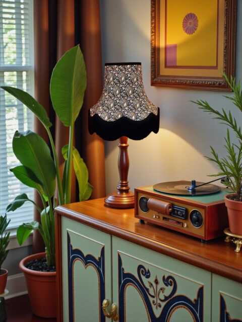 Handmade Black Paisley Fabric Lampshade With Fringe Trim Bespoke Made For Table & Floor Standard Lamp Shades, Ceiling Lights - image 1
