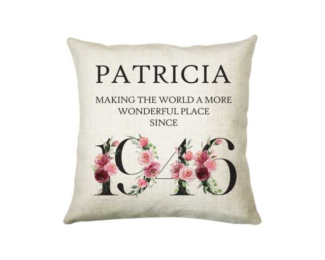 80Th Birthday Gift For Women - Personalised 1946 Cushion Age 80 Her Ladies Floral Design Mum Nan Gran Eighty Bnd80C - image 1
