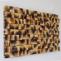 Geometric Wood Headboard Rustic Modern Wall Art - thumbnail 3