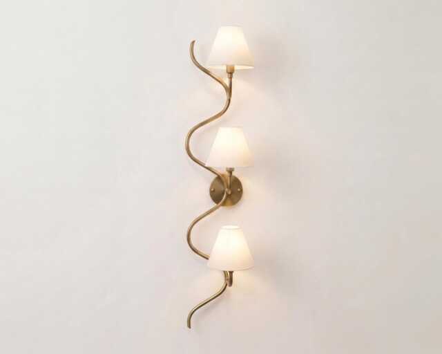 Wall Light - Elegant Antique Brass Twisted Triple Lamp Sconce, Scandinavian Luxury Decorative Lighting For Bedroom & Hallway - image 1