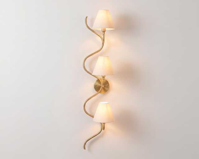 Wall Light - Elegant Brushed Gold Twisted Triple Lamp Sconce, Scandinavian Luxury Decorative Lighting For Bedroom & Hallway - image 1