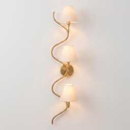 Wall Light - Elegant Brushed Gold Twisted Triple Lamp Sconce, Scandinavian Luxury Decorative Lighting For Bedroom & Hallway - thumbnail 3