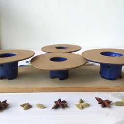 Ceramic Tealight Cup, Tea Light Holder, Blue Pottery, Ner Mitzvah Table Decor, Dinner Candle Holders, Shabbat Candleholder, Cup - thumbnail 4