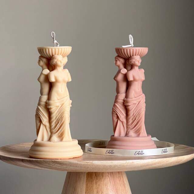 Venus Greek Goddess Soy Candle Sculptural Column Statue Candle - image 1