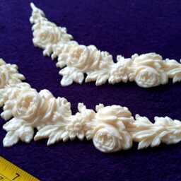 Pair Gilt Gold Or White French Style Decorative Floral Swag Wall Furniture Moulding Pediment Plastic Decoration - thumbnail 3