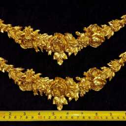 Pair Gilt Gold Or White French Style Decorative Floral Swag Wall Furniture Moulding Pediment Plastic Decoration - thumbnail 4