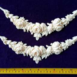 Pair Gilt Gold Or White French Style Decorative Floral Swag Wall Furniture Moulding Pediment Plastic Decoration - thumbnail 2