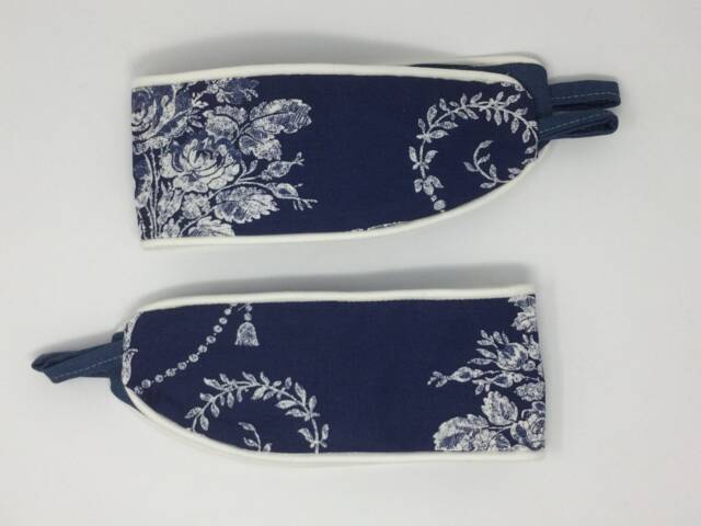 Laura Ashley Josette Midnight Blue Handmade Pair Of Curtain Tie Backs Piped White - image 1