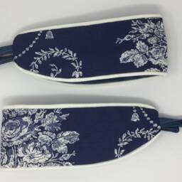 Laura Ashley Josette Midnight Blue Handmade Pair Of Curtain Tie Backs Piped White - thumbnail 2