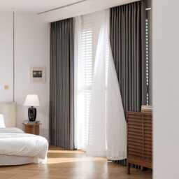 Fendley Cotton Blend Blackout Curtain, 6 Colors, Textured Minimalist Drapery, Room Darkening Thermal Curtain For Bedroom Livingroom, 1Pc - thumbnail 4