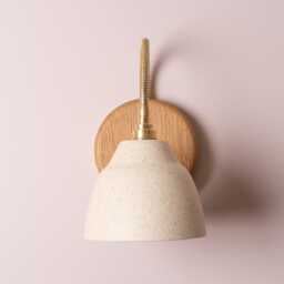 Speckled Cream Matt Flex Wall Light in Brass/Nickel, Ceramic & Oak - Small Element - thumbnail 3