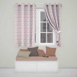 Watercolor Pastel Hearts Love Pattern Soft Romantic Seamless Readymade Eyelet Ring Top Thermal 100% Blackout Curtains - thumbnail 1
