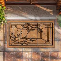 Cherry Blossom Doormat - Art Deco Porch Sign Stained Glass Rug - thumbnail 3