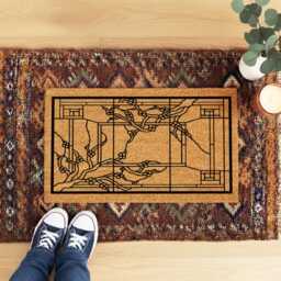 Cherry Blossom Doormat - Art Deco Porch Sign Stained Glass Rug - thumbnail 4