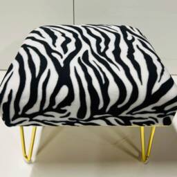 Handmade Zebra Print Footstool - Exotic Home Decor With Golden Legs - thumbnail 4