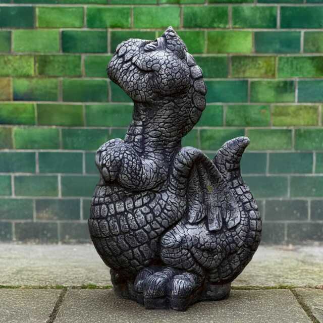 Large Dragon Statue Stone Scary Figurine Outdoor Smiling Sculpture Cement Animal Decoration Garden Wildlife Halloween Art - image 1