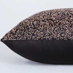 Hand Embroidered Black & Gold Pillow Cover, Luxury Art Silk - Bmcc015 - thumbnail 3