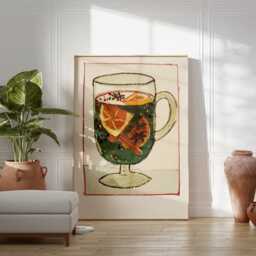 Mulled Wine Wall Art, Festive Drink Illustration, Warm Winter Kitchen Poster, Gouache Beverage Print, Cozy Holiday Home Decor - thumbnail 3